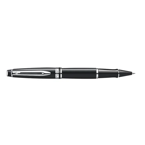 Waterman Expert Black Rollerball Pen, Black with Silver